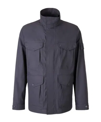 Stone Island Buttoned Flap-pocket Jacket In Blue