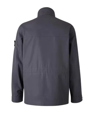 Stone Island Buttoned Flap-pocket Jacket In Blue