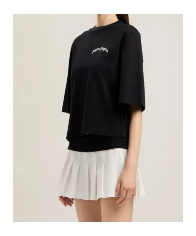 Palm Angels Mini Curved Logo Boxy T-shirt In Black