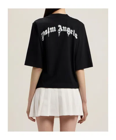 Palm Angels Mini Curved Logo Boxy T-shirt In Black