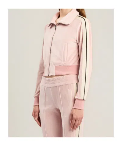 Palm Angels Chenille Track Jacket High Collar Cropped In Pink