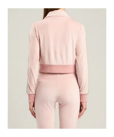 Palm Angels Chenille Track Jacket High Collar Cropped In Pink
