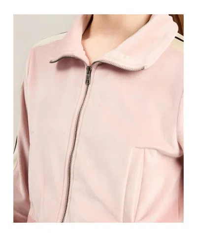 Palm Angels Chenille Track Jacket High Collar Cropped In Pink