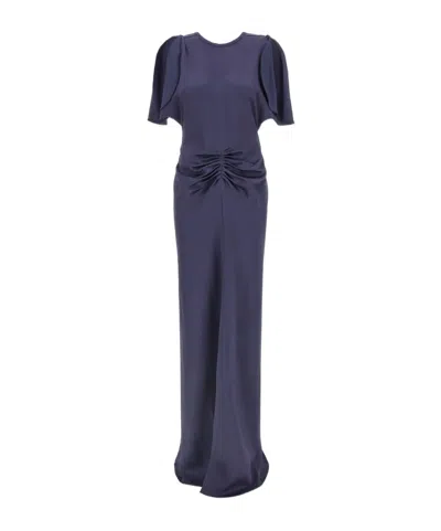Victoria Beckham Womens Eclipse Isabella Ruched Satin Gown In Blue