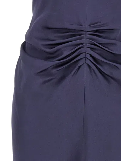 Victoria Beckham Womens Eclipse Isabella Ruched Satin Gown In Blue