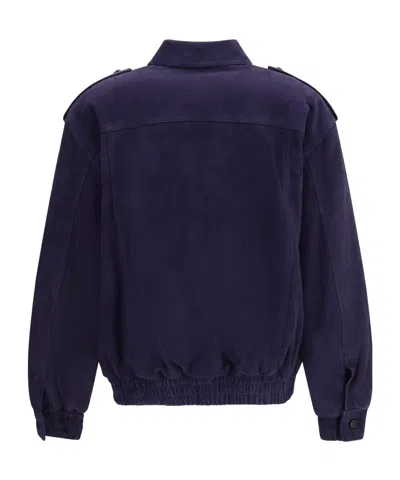 Blazé Milano Womens Nuit Charlie Oversized Suede Bomber Jacket In Purple