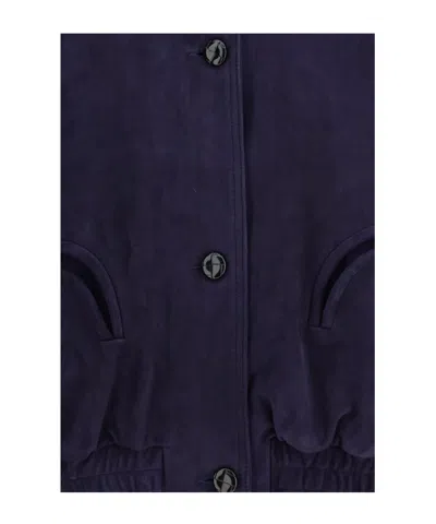Blazé Milano Womens Nuit Charlie Oversized Suede Bomber Jacket In Purple