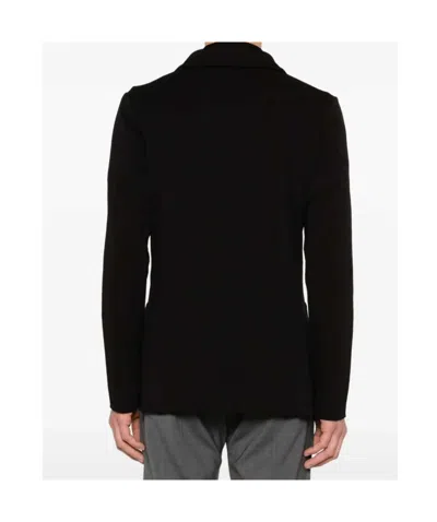 Lardini Double-breasted Black Tailored Jacket With Structured Lapel In Multi