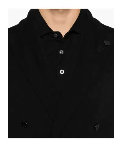 Lardini Double-breasted Black Tailored Jacket With Structured Lapel In Multi