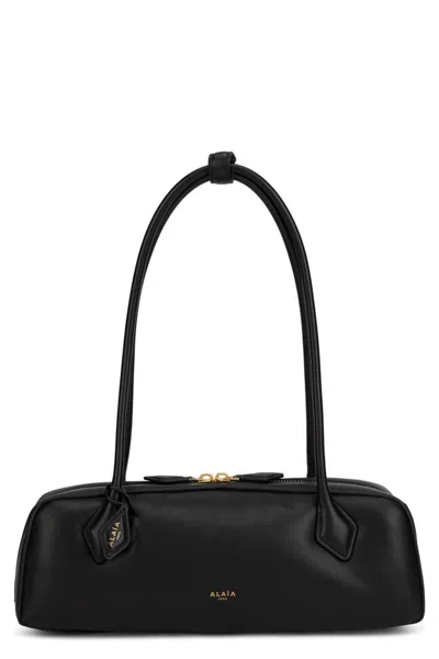 Alaïa Alaia Women Charcoal Suede Medium Le Teckel Shoulder Bag In Black