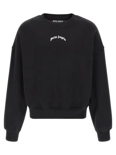Palm Angels Men Black Back Curved Logo Sweatshirt, L Luxury Sweatshirts & Hoodies For Men Darveys