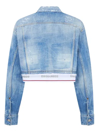 Dsquared2 Light Wash Denim Jacket In Blue