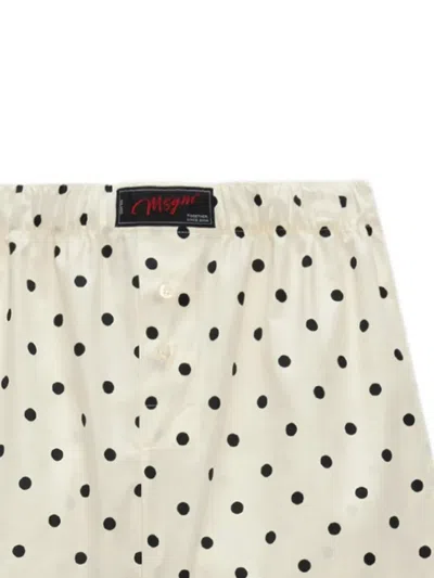 Msgm White Polka Dot Shorts In Neutral