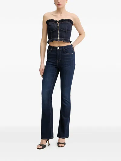 Guess Usa Triangle-patch Jeans In Blue