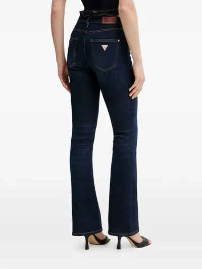 Guess Usa Triangle-patch Jeans In Blue