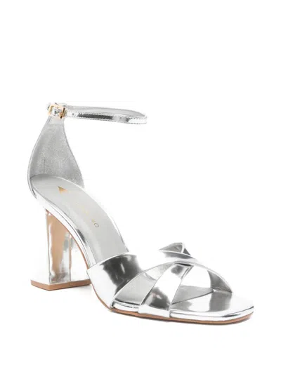 Carrano Crossover-strap Sandals In Metallic