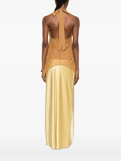 Max Mara Valzer Pleated Polyester Top In Brown