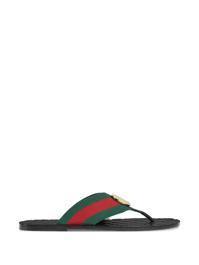 Gucci Web Stripe-embellished Flip Flops In Black