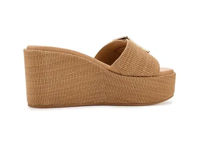 Dolce Vita Jilian Wedge Sandals Mocha Raffia In Brown