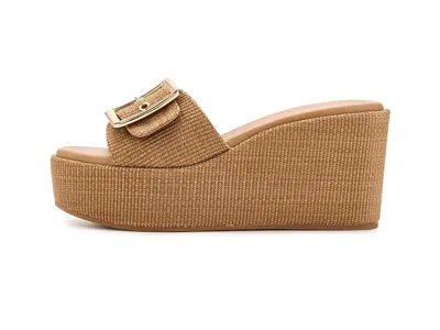 Dolce Vita Jilian Wedge Sandals Mocha Raffia In Brown