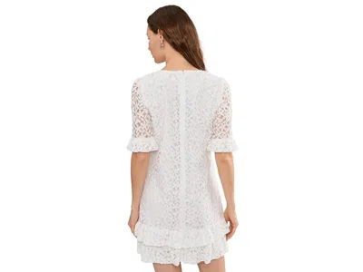 Cece Lace V-neck Shift Dress In White