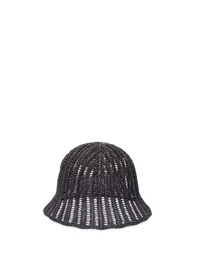 Brunello Cucinelli Techno Raffia Bucket Hat In Gray