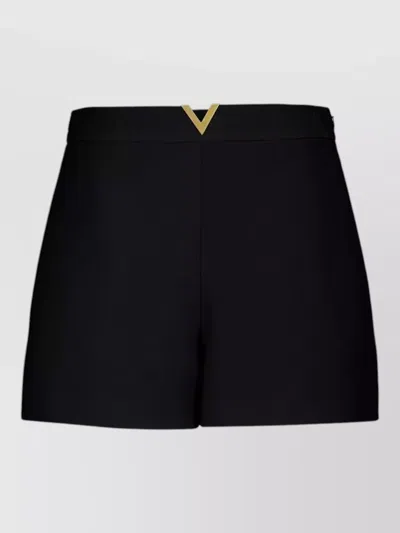 Valentino Vlogo Signature Wool And Silk Shorts In Black