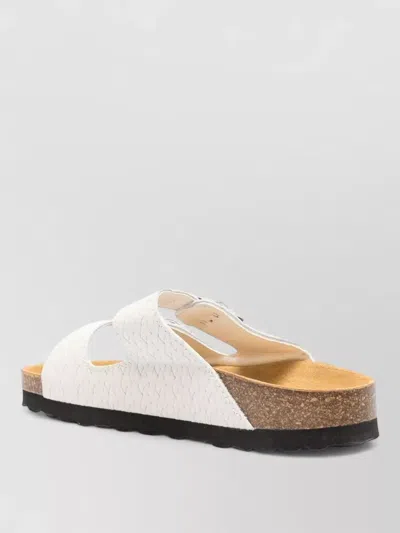 Woolrich Leather Sandals Two Strap Flat Sole In Multi