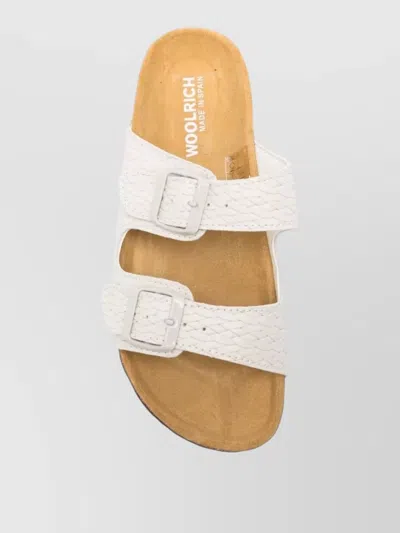 Woolrich Leather Sandals Two Strap Flat Sole In Multi