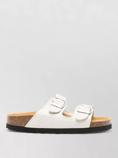 Woolrich Leather Sandals Two Strap Flat Sole In Multi