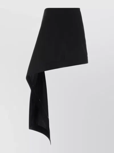 Loewe Womens Black Draped-side Asymmetric-hem Cotton-blend Mini Skirt In Black