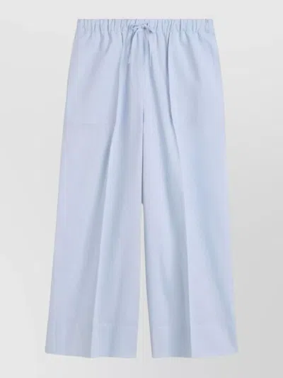 Totême Womens Sky Logo-embroidered Wide-leg Cotton And Linen Trousers In Blue