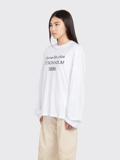 Acne Studios Logo Printed Long-sleeved T-shirt In White