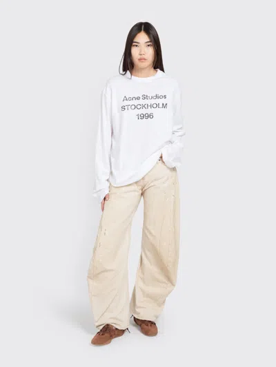 Acne Studios Logo Printed Long-sleeved T-shirt In White