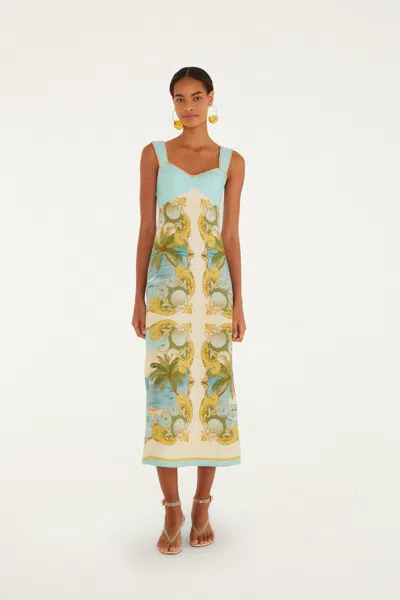 Farm Rio Sleeveless Maxi Dress In Royal Sea Multi In Blue