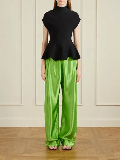 Khaite Palazzo Trousers In Viscose With Drawstring In Green