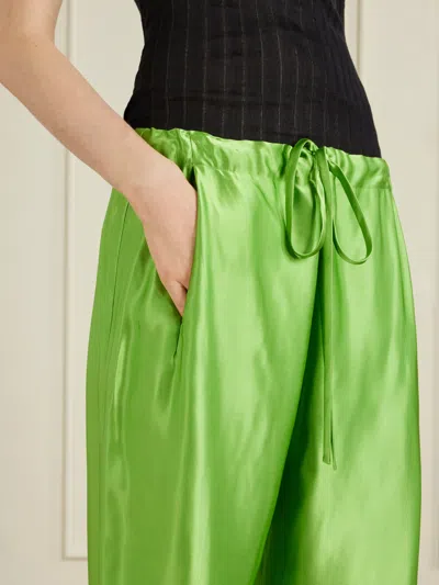 Khaite Palazzo Trousers In Viscose With Drawstring In Green