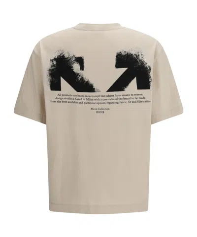 Off-white Ss22 Logo Round Neck Pullover Short Sleeve Loose Fit Khaki In Neutral