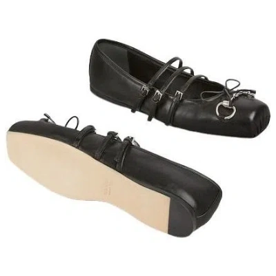 Gucci Nappa Leather Square Toe Ballerina With Horsebit Detailing In Black