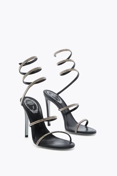 René Caovilla Cleo 110 Crystal-embellished Leather Sandals In Black