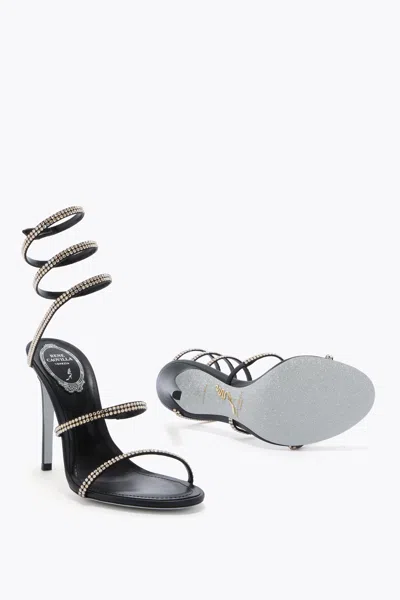 René Caovilla Cleo 110 Crystal-embellished Leather Sandals In Black