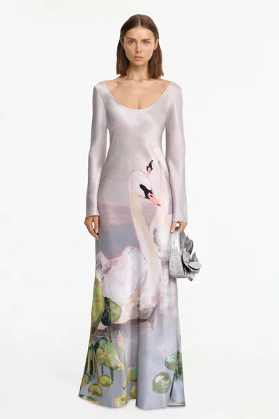 Acler Callaly Satin Maxi Dress In Purple