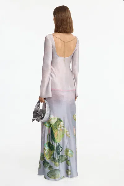 Acler Callaly Satin Maxi Dress In Purple