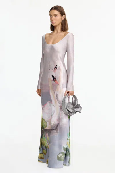 Acler Callaly Satin Maxi Dress In Purple