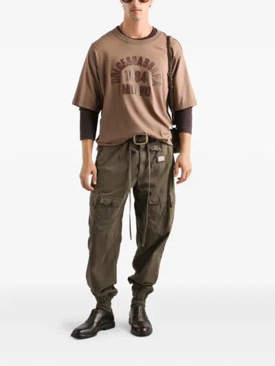 Dolce & Gabbana Drawstring Cargo Pants In Brown