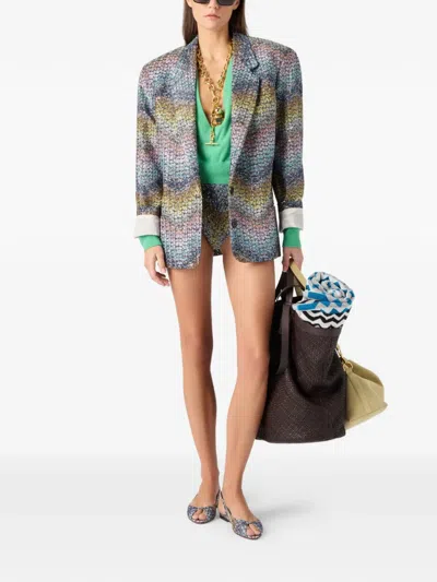 锯齿纹单排扣西装夹克