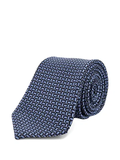 Kiton Geometric-pattern Tie In Blue