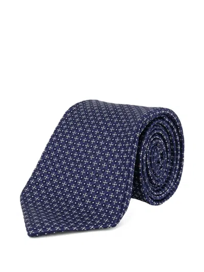 Kiton Geometric-pattern Tie In Metallic