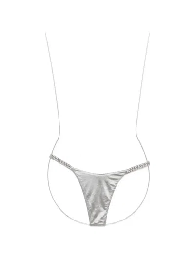Isa Boulder High Weave Bikini Bottom In Silver