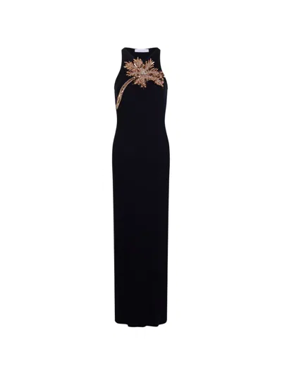 Rabanne Embellished Ribbed Stretch-cotton Midi Dress In Black